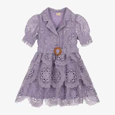 Marlo Kids' Girls Purple Guipure Lace Dress