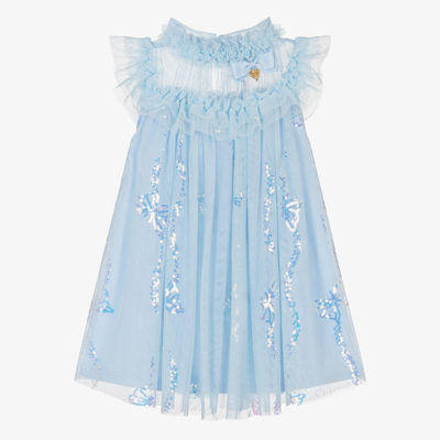 Angel's Face Kids' Girls Blue Tulle Sequin Butterfly Dress
