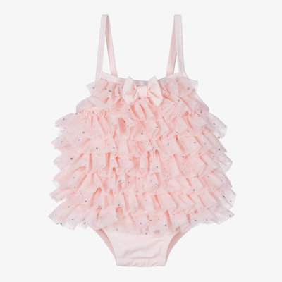 Angel's Face Baby Girls Pale Pink Tulle Frill Swimsuit (upf50+)
