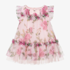 ANGEL'S FACE BABY GIRLS PINK & GREEN FLORAL TULLE DRESS
