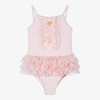 ANGEL'S FACE GIRLS PALE PINK FRILLED SWIMSUIT (UPF50+)