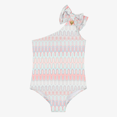 Angel's Face Kids' Girls Pink & Blue Patterned Swimsuit (upf50+)