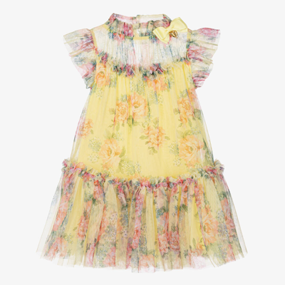Angel's Face Kids' Girls Yellow Floral Tulle Dress