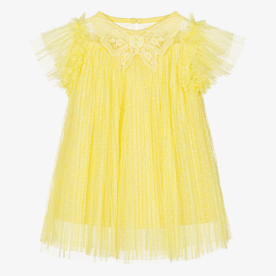 Angel's Face Baby Girls Yellow Pleated Tulle Dress