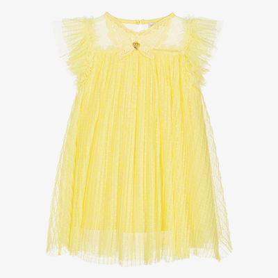 Angel's Face Kids' Girls Yellow Pleated Tulle Dress