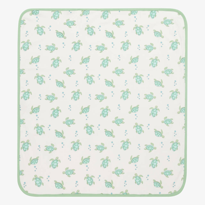 Kissy Love Ivory Cotton Playful Turtles Blanket (73cm) In Blue