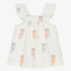 KISSY LOVE BABY GIRLS IVORY COTTON SEAHORSE PARTY DRESS