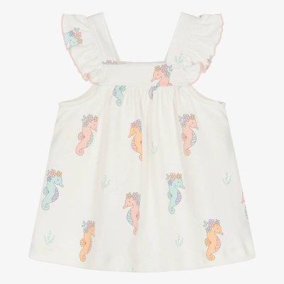 Kissy Love Baby Girls Ivory Cotton Seahorse Party Dress