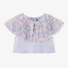 THE TINY UNIVERSE GIRLS LILAC PURPLE SATIN & TULLE FLOWER BLOUSE