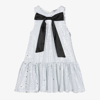 THE TINY UNIVERSE GIRLS WHITE SEQUIN BOW DRESS