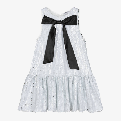 The Tiny Universe Kids' Girls White Sequin Bow Dress