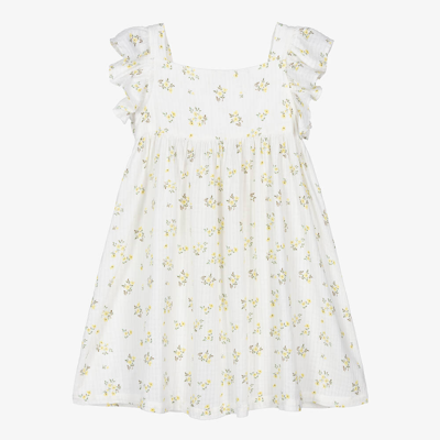 The New Society Kids' Girls White Floral Cotton Dress
