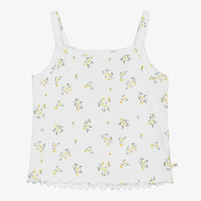 The New Society Kids' Girls White Cotton Jersey Floral T-shirt
