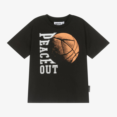 Molo Kids' Boys Black Organic Cotton Basketball T-shirt