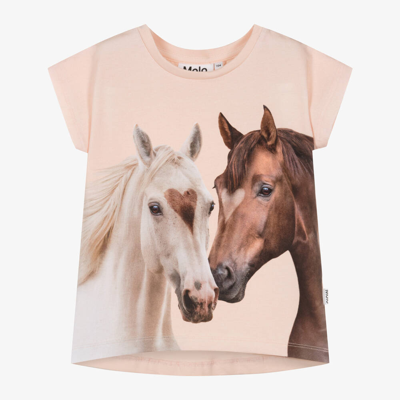 Molo Kids' Girls Pink Organic Cotton Horses T-shirt