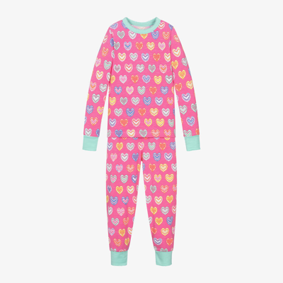 Hatley Kids' Girls Pink Cotton Heart Print Pyjamas