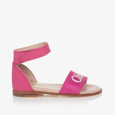 Chloé Kids' Fuchsia Sandals For Girl With Logo In Pink