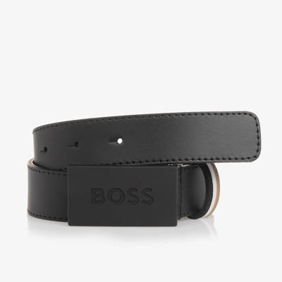 Hugo Boss Kids' Boss Boys Black Leather Belt