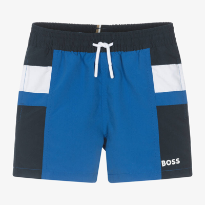 Hugo Boss Kids' Boss Boys Blue Colourblock Swim Shorts