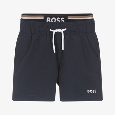 Hugo Boss Kids' Boss Boys Navy Blue Swim Shorts