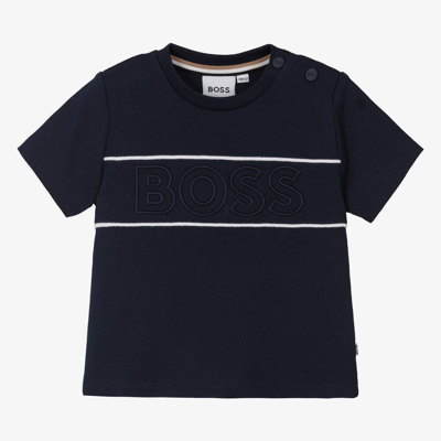 Hugo Boss Boss Baby Boys Navy Blue Cotton Piqué T-shirt