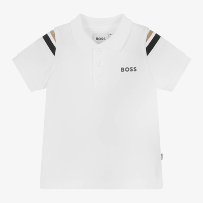 Hugo Boss Babies' Boss Boys White Cotton Piqué Polo Top
