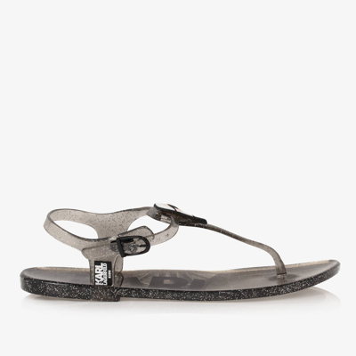 Karl Lagerfeld Kids' Ikonik Karl & Choupette Transparent Sandals In Black