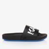 KARL LAGERFELD KARL LAGERFELD KIDS TEEN BOYS BLACK KARL GRAPHIC SLIDERS