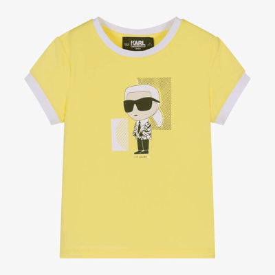 Karl Lagerfeld Kids Girls Yellow Cotton Karl Ikonik T-shirt