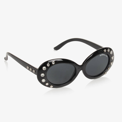 Monnalisa Kids' Girls Black Oval Diamanté Sungalsses