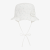 JAMIKS BABY GIRLS WHITE FLORAL COTTON HAT