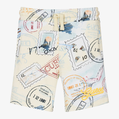 Guess Kids' Boys Yellow Cotton Stamps Shorts