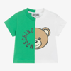 MOSCHINO BABY GREEN & WHITE COTTON TEDDY BEAR BABY T-SHIRT