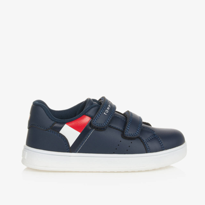 Tommy Hilfiger Kids' Boys Blue Faux Leather Velcro Trainers