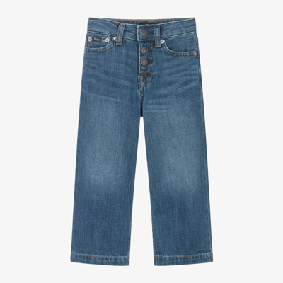 Ralph Lauren Kids' Girls Blue Denim Wide Leg Crop Jeans
