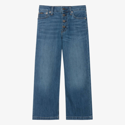 Ralph Lauren Teen Girls Blue Denim Wide Leg Crop Jeans