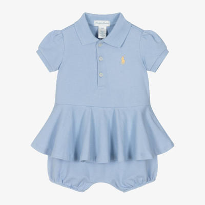 Ralph Lauren Baby Girls Blue Cotton Polo Shortie