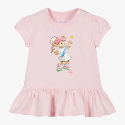 Ralph Lauren Babies' Polo Bear Printed Cotton T-shirt In Pink