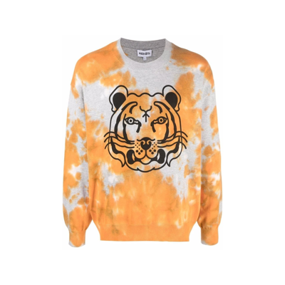 Kenzo Tie Dye Tiger Sweater In Orange