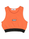 Msgm Logo-patch Cropped Top In Orange