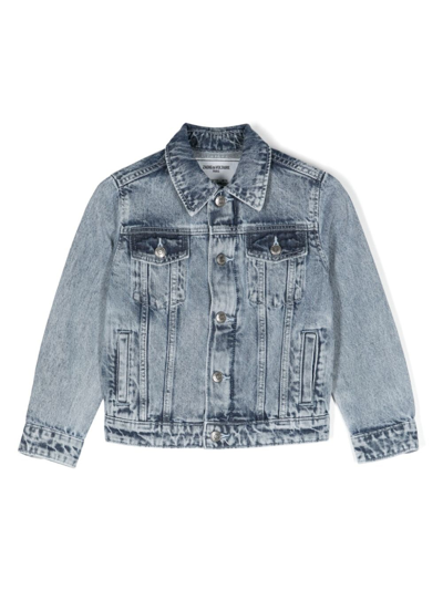 Zadig & Voltaire Kids' Skull-print Denim Jacket In Gray