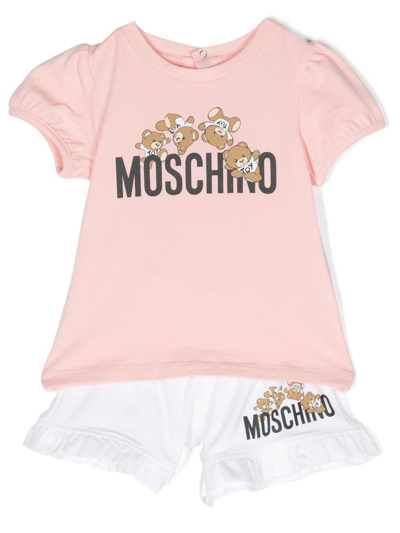Moschino Set Con Shorts Teddy Bear In Pink