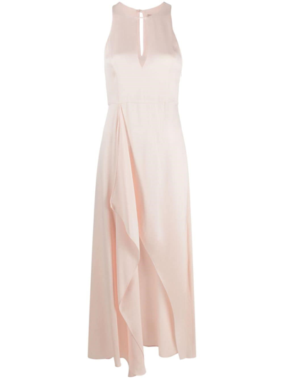Twinset Keyhole-neck Satin Maxi Dress In Pink