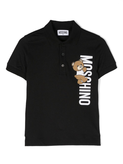Moschino Kids Polo Teddy Bear In Black