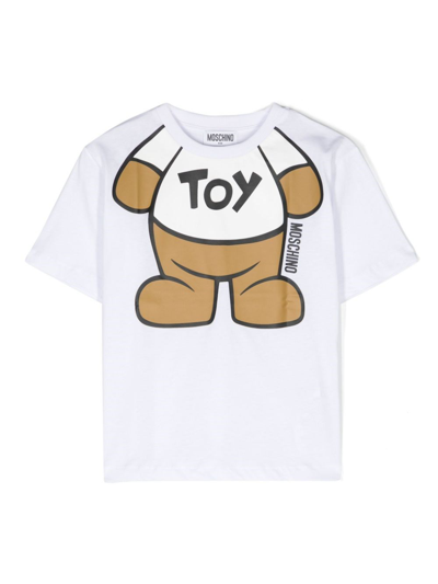 Moschino Kids' T-shirt Con Stampa Teddy Bear In White
