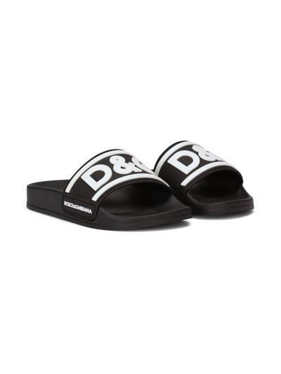 Dolce & Gabbana Kids' Logo Slide Sandal In White