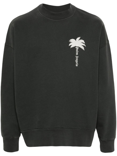 Palm Angels The Palm Cotton Sweatshirt In Gray