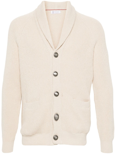 Brunello Cucinelli Ribbed-knit Cardigan In Brown