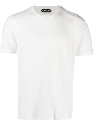 Tom Ford Mélange-effect Short-sleeve T-shirt In White