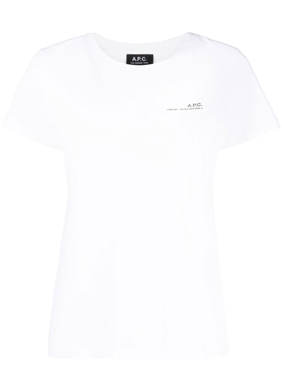Apc Jersey Logo Itea.p.c. T-shirt Girocollo Con Stampa In White